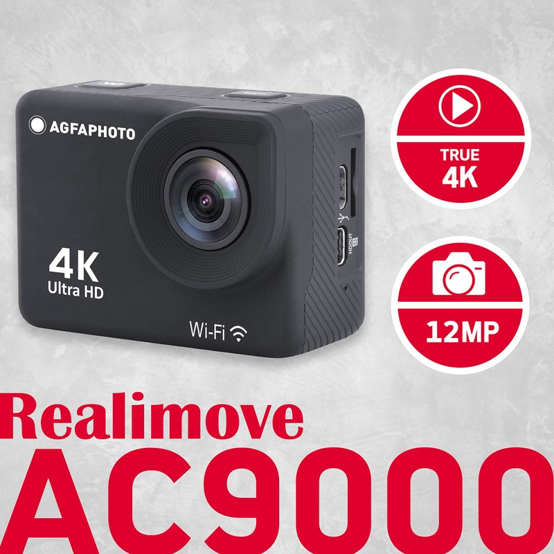 AgfaPhoto Realimove AC9000-30M Waterproof Digital Action Camera (True 4K, ICE