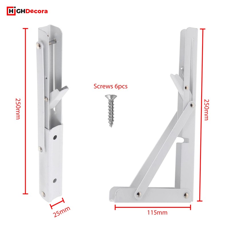 Highdecora Folding Shelf Brackets, 2 Pcs Heavy Duty Foldable Shelf