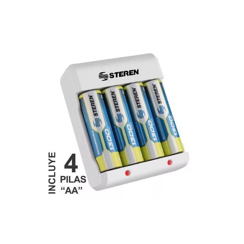 Steren Cargador De Pilas Aa Y Aaa. Incluye 4 Pilas