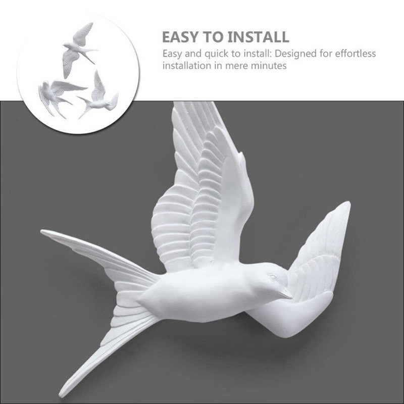 YARNOW Bird Figurine 3Pcs Resin Sparrows Swallows Dove White Decor