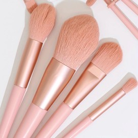 Juego de brochas maquillaje, 10 piezas, juego completo polvos sueltos, sombra ojos y herramientas belleza                                             