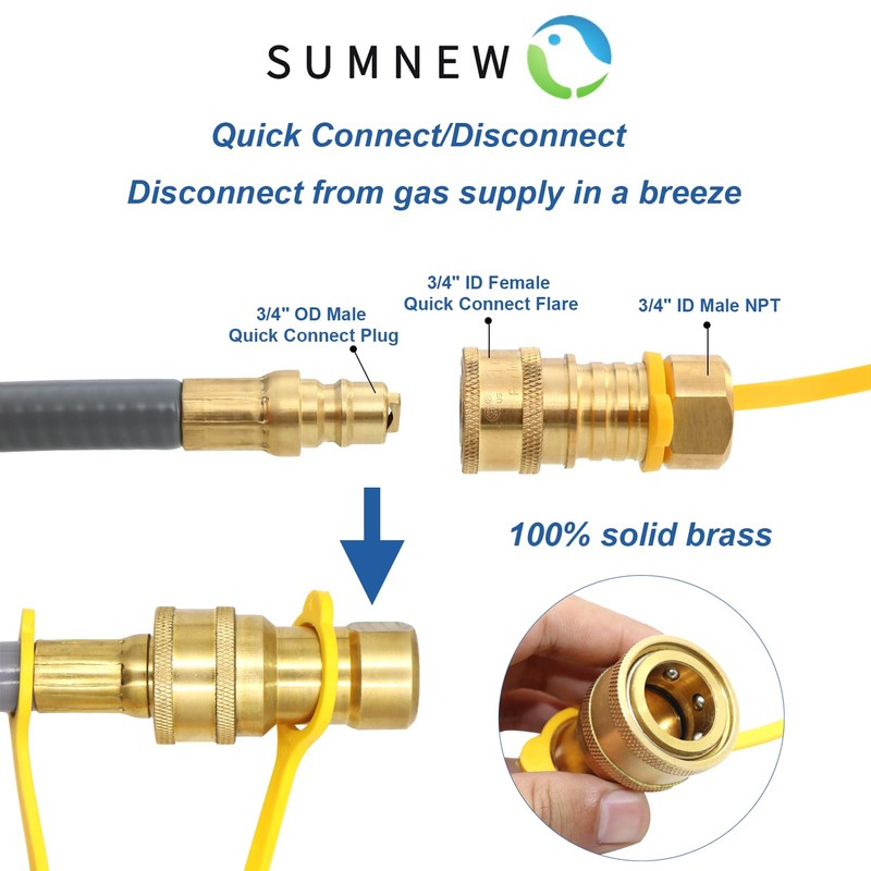 24 Feet 1/2-Inch ID Natural Gas Hose with Quick Connect