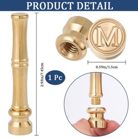 CRASPIRE M Wax Seal Stamp Alphabet Sealing Wax Stamps 15mm Golden Metal Brass Retro Vintage Letter Initial Mini Stamp with Bamboo Stick Handle for Thanksgiving Cards Envelope Wedding Party Invitations