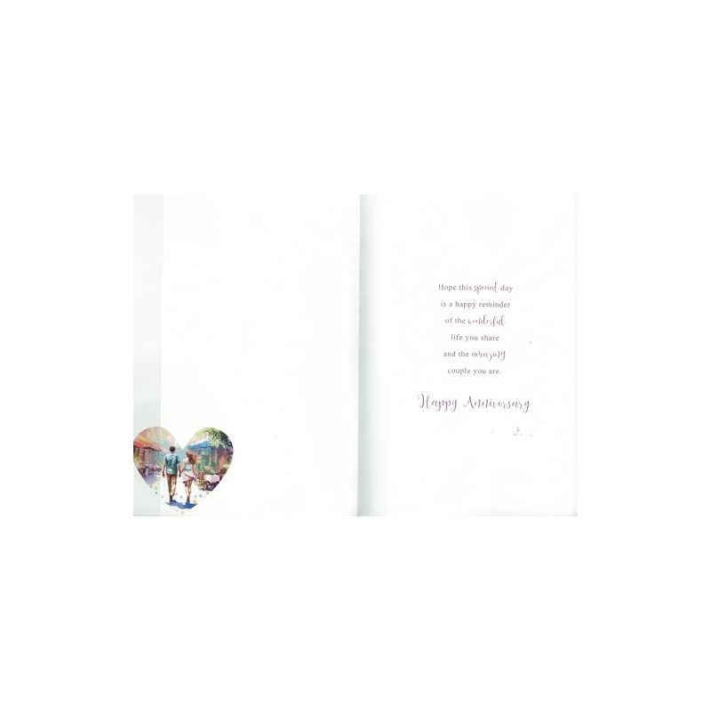 Anniversary Card for Granddaughter and Husband, Romantic Watercolour Design, 23