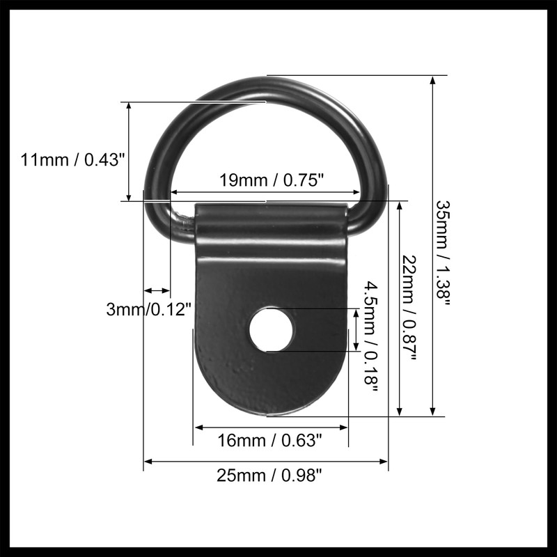 Hihaha 8pcs D Ring Tie Down Anchor 3mm Diameter for