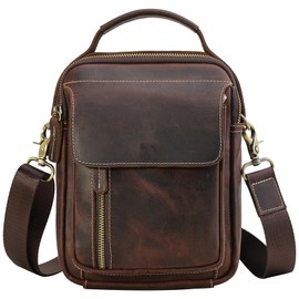 TIDING Umhängetasche Herren Leder Schultertasche Echtleder Tasche Crossbody Bag Klein Herrentasche zum Umhängen Vintage Ledertasche Handtaschen für Männer