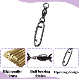 Natufish Ball Bearing Snap Swivels 25Pcs Fishing Clips Quick Change Connector Stainless Steel Terminal Tackle for Saltwater Freshwater(Size 3#)
