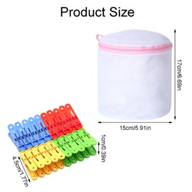 40PCS Colorful Clothesline Clips With Mesh Storage Bag Clothespins And Peg Basket For Washing Line Set Strong Grip Windproof Clothespins Rustproof Suitable For Home Garden
