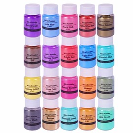 Mica Powder - 20 Colors 10g/0.35oz - Pearlescent Color Pigment - Epoxy Resin Pigment Powder for Slime, Nail Polish, Adhesive Pigments, Soap Making, Paint
