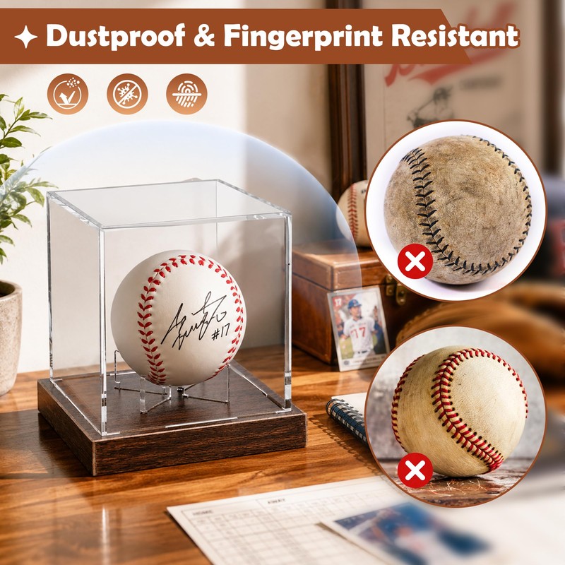 Paudao Baseball Display Case Full Size with UV Protection -