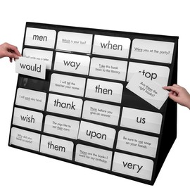 Essex Wares - 25" Wide x 21" Tall Tabletop Pocket Chart, Black - Double Sided with 5 Straps Each- Ultra-Durable Pocket Chart Stand for Classroom - Easy to Use, Reusable & Foldable Tabletop Chart Stand