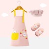 Kids' Waterproof Cooking Apron, Chef Hat, and Sleeves 3-Piece Set for Kindergarten & Parent-Child Activities 120 Recommended Height 100-130/Pink Rabbit + Sleeves 3ea