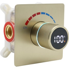 Digital Display Shower Valve Shower Valve Single Way Shower Diverter Valve Shower Mixing Valve Can Use All the Time Brushed Gold
