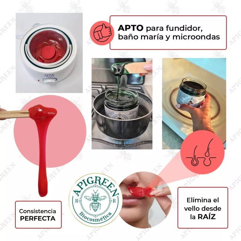 ApiGreen Hard Wax Moulin Rouge 320g Cera Española Para Rostro