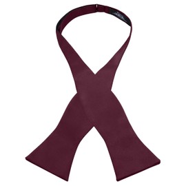 S.H. Churchill & Co. Men's Self-Tie Satin Bow Tie - Faux Silk for Wedding Tuxedo (Burgundy)