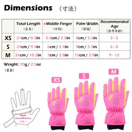 TRIWONDER Kids’ Ski Gloves, Waterproof, Cold Protection, Snow Gloves, Boys, Girls, Outdoors, Winter Use, Anti-Slip, Breathable, Abrasion Resistant, S, Rose Red