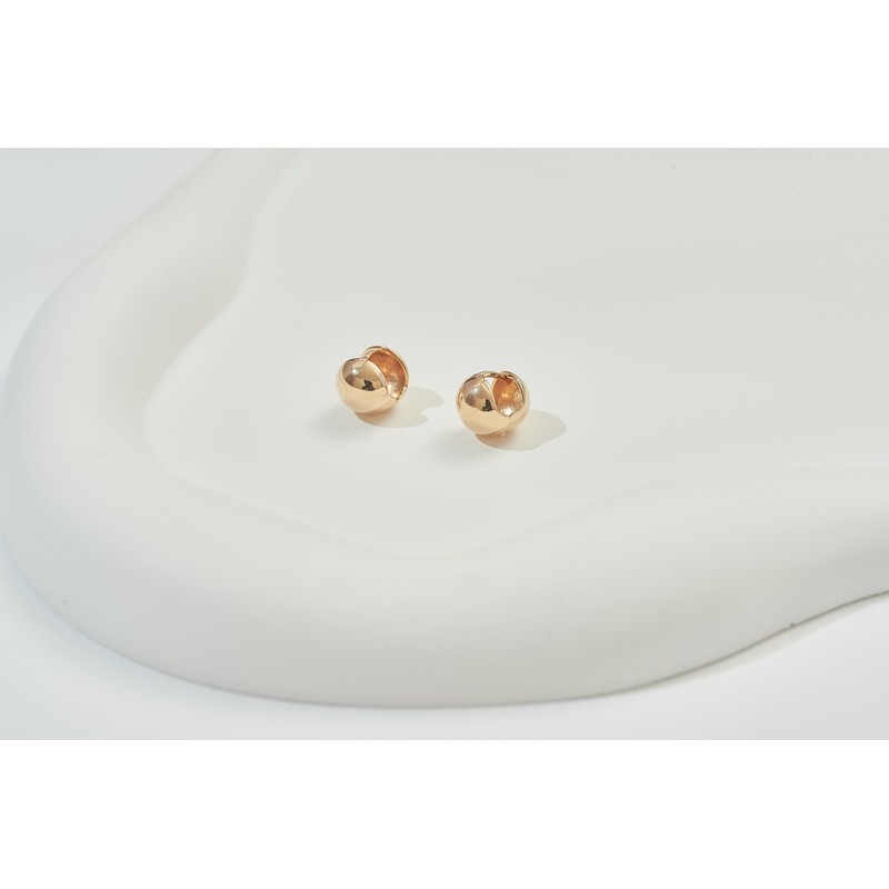 Gold&Deer 14K Goldfield Round Ball One-Touch Earrings White Gold /