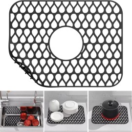 Toovem Silicone Grid Sink Mat Protectors Kitchen Sink Protector Dishwasher Safe w/Drain