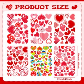 Capoda 196 Pcs Valentine's Day Wall Decals Removable Love Heart Wall Stickers Red Heart Window Stickers Wedding Anniversary Romantic Love Decoration Party Decor for Holiday Living Room Art Decor Home