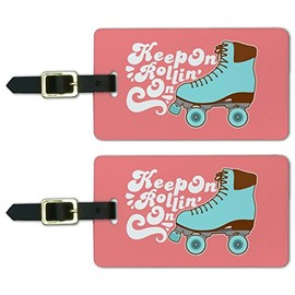 Roller Skates Derby Keep On Rolling Luggage ID Tags Cards Set of 2