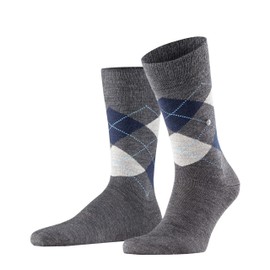 Burlington Edinburgh New Wool Socks Size 40 - 50, Men's Black Grey Many Other Colours, Reinforced Men's Socks with Pattern, Breathable Checked with Argyle 1 Pair - 40-46