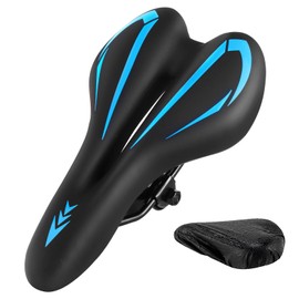 Comfortable Gel Bike Seat with Extra Soft Cushion Padded.Ergonomic Bicycle Saddle Cushion with Waterproof PU Leather for Men Women,Fits Most Bikes