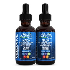 Clean Nutra Celluvive NAD+ Drops – NAD Resveratrol Taurine Fisten Wheat Germ Turmeric Vitamin C & E for Cellular Energy & Aging Longevity Supplement:_2 Bottles