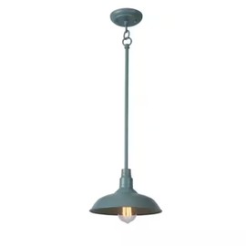 10'' Outdoor Pendant Light Fixture, Adjustable Mini Hanging Ceiling Light in Teal Aluminum, Downward Lighting, LED-Compatible, Weather-Resistant