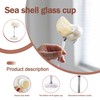 Set of 2 White Conch Shell Wine Glasses, Glass base,