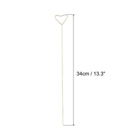 PATIKIL Floral Pick Card Holder, 60 Pack 13" Metal Straight Head Heart Stick Flower Pick Card Holder for Floral Arrangement Wedding Valentine's Day, Gold