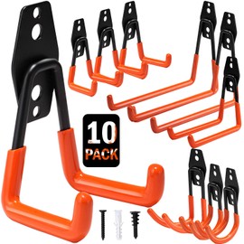 vivicreate 10 Pack Heavy Duty Garage Hooks Wall Mounted Steel Utility Storage Hooks for Tools Ladders Bikes Cables Equipment Organizer for Garage Taller Sótano Ganchos de Almacenamiento