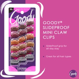 Goody Classics Mini Claw Clips , Assorted Colors - For All Hair Types - Great for Easily Pulling Up Your Hair - Pain-Free Hair Accessories for Women, Men, Boys and Girls, 18 Count (Pack of 1)