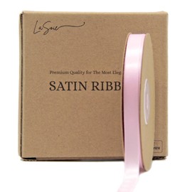LASOIE Satin Ribbon for Flower Bouquet Gift Wrapping for Crafts Bows for Girls Hair Presents Bookmarks Birthday Party Decorations Wedding Invitations Decorative for Craft Pastel Pink 9mm 3/8 Inches
