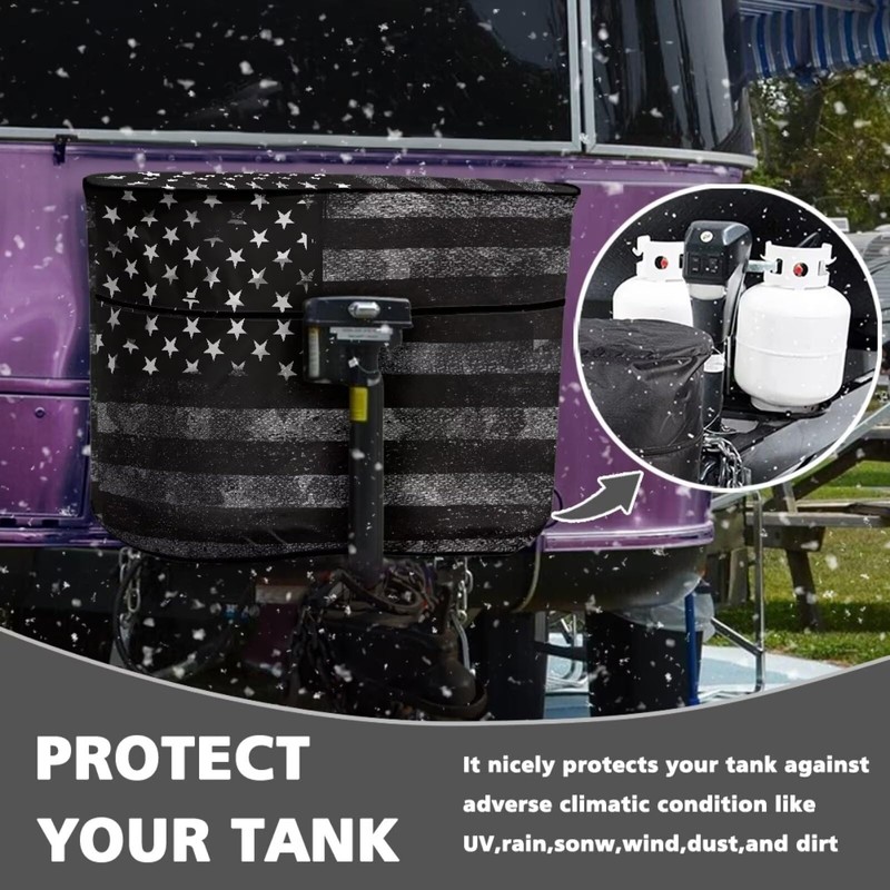 Whosucclay American Flag RV Propane Tank Cover - Double 40LB