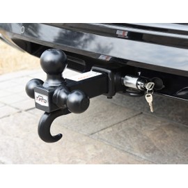 TOPTOW 64181L Trailer Receiver Hitch Triple Ball Mount with Hook, Black Balls, with Lock, Fits for 2 inch Receiver