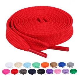 Booyckiy [2 Pairs] Flat Shoe Laces for Sneaker, 2/5" Wide Shoelaces Red 39 inch(100cm)