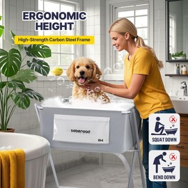 BEBEROAD PETS B4 Dog Bathtub Dog Washing Station with Scrubber for Small Medium Dogs Cats, Foldable Dog Tub for Bathing and Grooming, Portable Collapsible Dog Shower Tub, Indoor and Outdoor