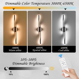AIRYPHANT Modern LED Wall Sconces with Remote Control, 15W Black LED Wall Lamp Hardwired Wall Mount Light for Bedroom Living Room Foyer