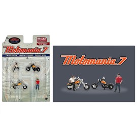 Motomania 7" 4 Piece Diecast Figure Set (2 Figures, 2 Motorcycles) Limited Edition to 4800 Pieces Worldwide for 1/64 Scale Models by American Diorama AD-76520MJ