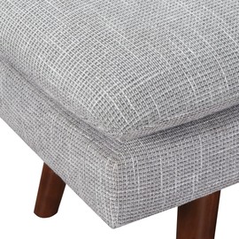 OSP Home Furnishings Amanda Mid-Century Modern Upholstered Bench with Solid Wood Tapered Legs, 54-inches, Grey Fabric