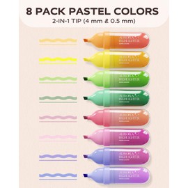 Four Candies 8 Pcs No Bleed Highlighters, Cute Pastel Highlighter Set, Soft Chisel Tip, Assorted Colors Bible Highlighter, Aesthetic Highlighters for School, Office