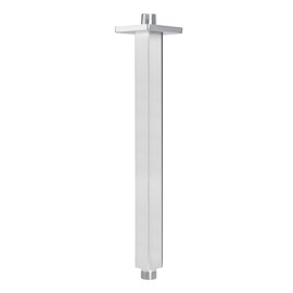 NearMoon Ceiling Mounted Shower Arm With Flange, Universal Connection 1/2 NPT Straight Square Shower Arm for Fixed Rain Shower Head, Made of Thicken Stainless Steel (12 Inch, Chrome)