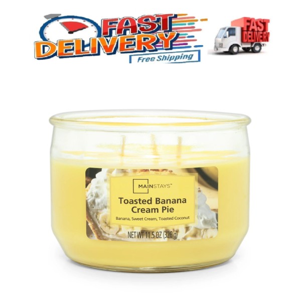 Mainstays Toasted Banana Cream Pie Candle - 3-Wick, 11.5oz