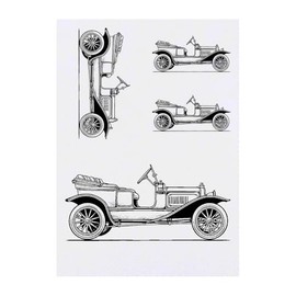 4 x 'Vintage Car Side View' Temporary Tattoos - Water Resistant, Skin-Safe, Non-Toxic Transfers, Mixed Sizes (TO00080594)