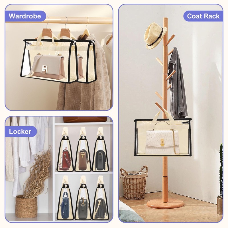 Erinnmy 6 Pack Dust Bags for Handbags,Clear Handbag Storage Organizer,Purse