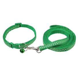 Polypropylene Green Dog Collar and Leash Set With Dot Shape 1CM Wide Adjustable Collar 120CM Pet Leash For Easy Walking Kitten/Puppy