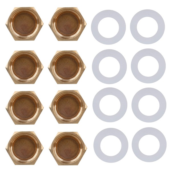 4pcs 1/2 NPT Brass Pipe Cap & 4 Gaskets, External
