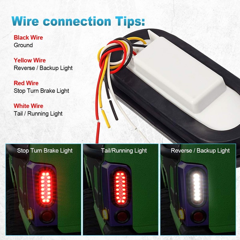 Partsam 2Pcs 6.3 inch Oval Led Stop Turn Tail Lights