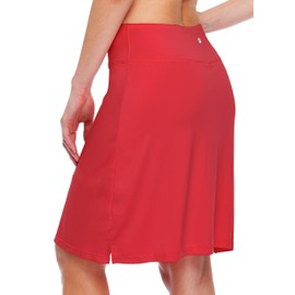 Willit Women's 20" Knee Length Skorts Skirts Golf Tennis Skirts Modest Athletic Casual Skorts with Pockets UV Protection Red M