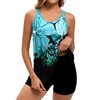 Arolina Retro Swimsuit for Women Tummy Control Blue Floral Tankini